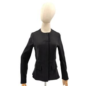 Vintage Y2K Gianfranco Ferre Black Technical Structured Peplum Zip Jacket